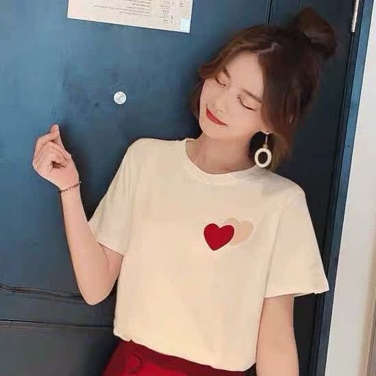 White Lovesummer new pattern easy Versatile student Short sleeve T-shirt female High waist Half body Pleated skirt Two piece set Casual skirt suit