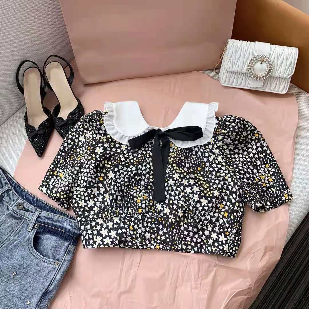 Floral Topmiu Miao 21 summer New products SKP limit Floral  series Lapel real silk Age reduction ventilation Silky Dress female
