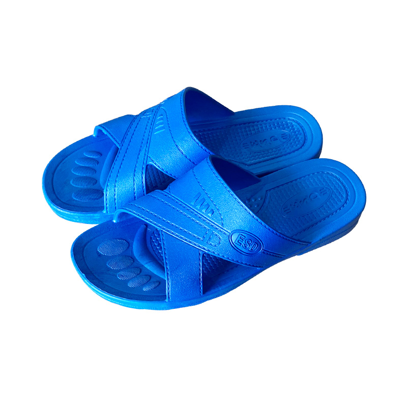 Dép chống tĩnh điện ESD Xưởng giày không bụi cho nam và nữ mùa hè màu xanh đen chéo giày tĩnh điện đáy mềm SPU 