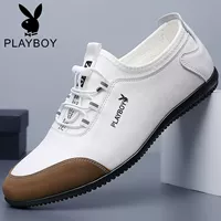 Playboy, летняя универсальная мужская дышащая белая обувь для отдыха для кожаной обуви, из натуральной кожи, в корейском стиле