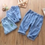 Trẻ em denim cắt quần phần mỏng 18 mùa hè mới quần áo trẻ em trai Tiansi cotton quần breathable 3-13 tuổi quần ống rộng trẻ em