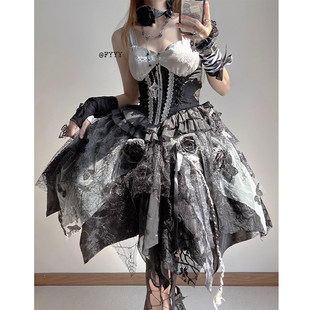 Оригинальный дизайн Tuxue Meow клетка священник готическая Лолита тёмная юбка-платье с ярджа