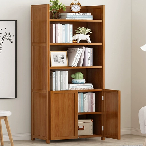 Книжная полка, простой книжный шкаф, настольная многослойная система хранения из натурального дерева