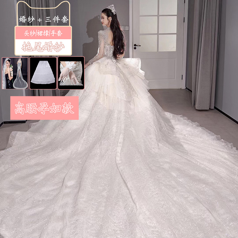  Tailor -made (not refund or change)+White pregnant women's trailer (wedding dress+three -piece set)   + $20.43 