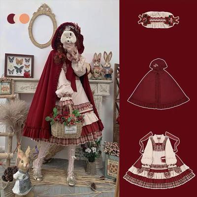 taobao agent Little Red Riding Hood, demi-season trench coat, plus size, Lolita OP, Lolita style