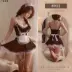 Người giúp việc cosplay sexy tinh khiết dễ thương dễ thương tinh khiết khao khát phù hợp với lụa đen cosplay người giúp việc đồng phục váy ngắn màu đen 