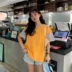 Cảm giác cổ xưa cho bé gái hè 2019 phiên bản Hàn Quốc mới của áo thun hai dây nữ tay ngắn nữ sinh viên Hồng Kông - Áo phông áo thun tay lỡ Áo phông