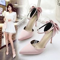 Mùa hè 2018 mới gợi cảm sandal stiletto nude phiên bản Hàn Quốc của từ hoang dã với giày cao gót nữ mũi nhọn sandal shondo