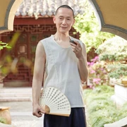 Tuyệt vời trái tim trống gốc phong cách Trung Quốc vest nam mùa hè mỏng phần tay áo phong cách quốc gia retro giản dị Zen mồ hôi vest - Lót