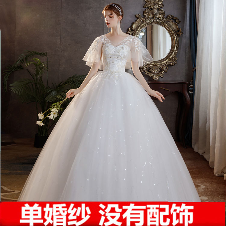  XL+White single wedding dress has no accessories  