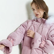 MỘT THÊM 2018 thời trang mới thời trang cổ áo lông lớn xuống áo khoác nữ trùm đầu ngắn áo khoác màu hồng lỏng lẻo - Xuống áo khoác