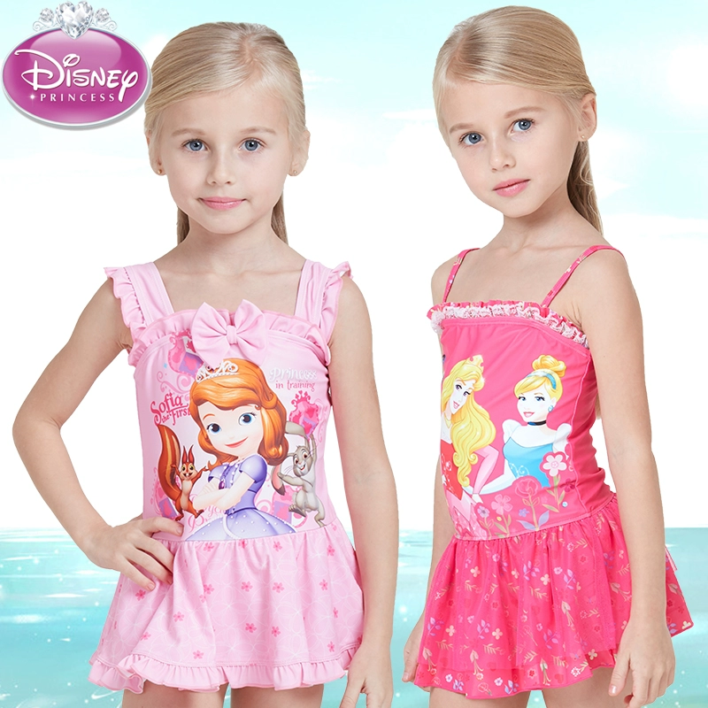 Disney trẻ em áo tắm công chúa cô gái áo tắm cô gái áo tắm váy bảo vệ đáy quần bikini - Đồ bơi trẻ em