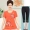 Phụ nữ trung niên mùa hè Bộ đồ ngắn tay 40-50 tuổi Mẹ trung niên chất liệu áo phông mùa hè voan hai dây - Quần áo của mẹ