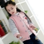 Áo len bé gái 2018 thu đông trẻ em mới cộng với áo nhung dày trong bộ đồng phục bóng chày big boy áo khoác cotton Hàn Quốc áo khoác trẻ em 10 tuổi