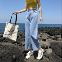 Летние светлые штаны, модные джинсы для отдыха, 2019, высокая талия, свободный прямой крой, в корейском стиле