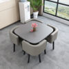 Gray square table+light gray leather chair 4 chairs