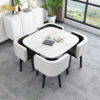 Imitation of marble square+black and white leather chair 4 chairs