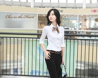 Модная белая мини-юбка, черная рубашка, в корейском стиле, по фигуре, короткий рукав, длинный рукав, большой размер