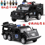 Cảnh sát đặc biệt chống cháy nổ xe bọc thép âm thanh và ánh sáng kéo trở lại cửa mô phỏng xe kim loại xe đồ chơi trẻ em sáu bánh xe cảnh sát Hummer - Chế độ tĩnh