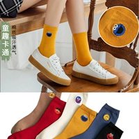 Японские хлопковые носки, мультяшные демисезонные спортивные гольфы для отдыха, средней длины