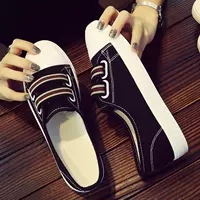 Mùa hè giày thường của phụ nữ Hàn Quốc phiên bản của xu hướng nữ canvas giày thủy triều mùa hè giày phẳng giày vải thoáng khí màu đen và trắng giầy cao cổ nữ