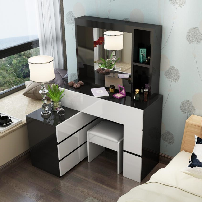 Modern Contracted Bedroom Dresser White Lacquer 80cm Retractable