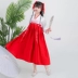 Trẻ em Hanfu 12-15 tuổi Trang phục Trung Quốc phong cách siêu cổ tích công chúa cổ tích váy bé lớn guzheng trang phục - Trang phục Trang phục