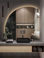 Gương phòng tắm thông minh hình gương phòng tắm hình bán nguyệt gương trang điểm không đều gương treo tường đèn led gương trang điểm dạ quang