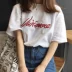 Mùa hè 2018 mới dành cho nữ Sinh viên Hàn Quốc tay ngắn buông xõa Sen nhỏ hoang dã ngọt ngào - Áo phông Áo phông