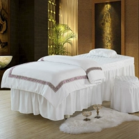 Đơn giản trắng thẩm mỹ viện đặc biệt giường bao gồm bốn bộ da- thân thiện với bông massage vật lý trị liệu khăn trải giường quilt bao gồm duy nhất mảnh cung cấp mua khăn trải giường spa