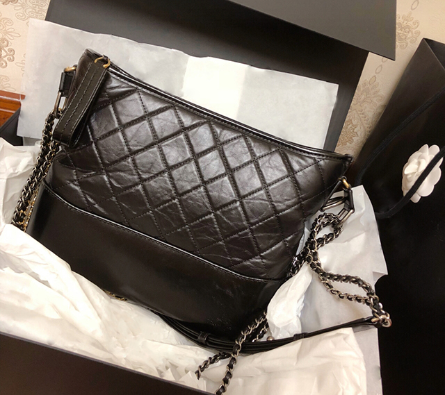 Black LargeBag female 2020 spring new pattern Little fragrance genuine leather Stray bag One shoulder Oblique span Rhombic grid Chain package Versatile Female bag