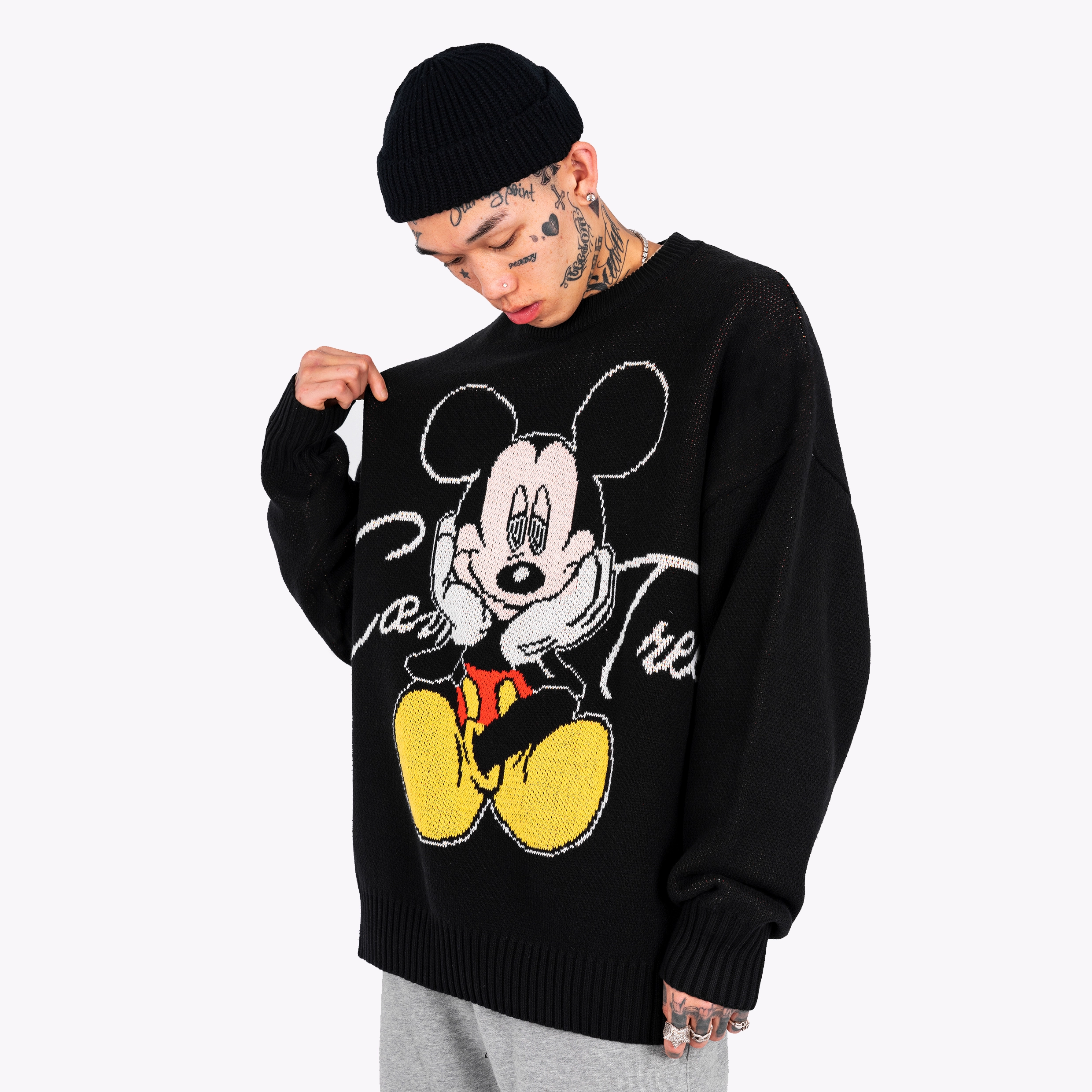 Spot C.t ComicTree Mickey Sweater Mickey Mouse Mickey Hip Hop Tide Thương hiệu Áo len dệt kim - Cặp đôi áo len
