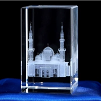 Мусульманская мечеть Crystal 3D внутренняя резьба иностранная модель здания Индивидуальная отправка пиверских верующих Travel Souvenirs