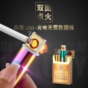 USB bật lửa sạc thuốc lá nhẹ sáng tạo nhỏ gọn nam và nữ kim loại siêu mỏng đánh lửa hai mặt