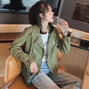 Phiên bản Hàn Quốc đẹp trai cổ áo nhỏ da nữ quần áo ngắn xe máy pu áo khoác da 2019 thu sóng mới - Quần áo da