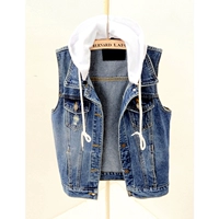 Mùa xuân và Mùa Thu Hàn Quốc phiên bản của hoang dã lỏng mỏng ngắn không tay trùm đầu denim vest nữ mùa hè vest vest vest áo khoác mẫu áo khoác nữ đẹp 2020