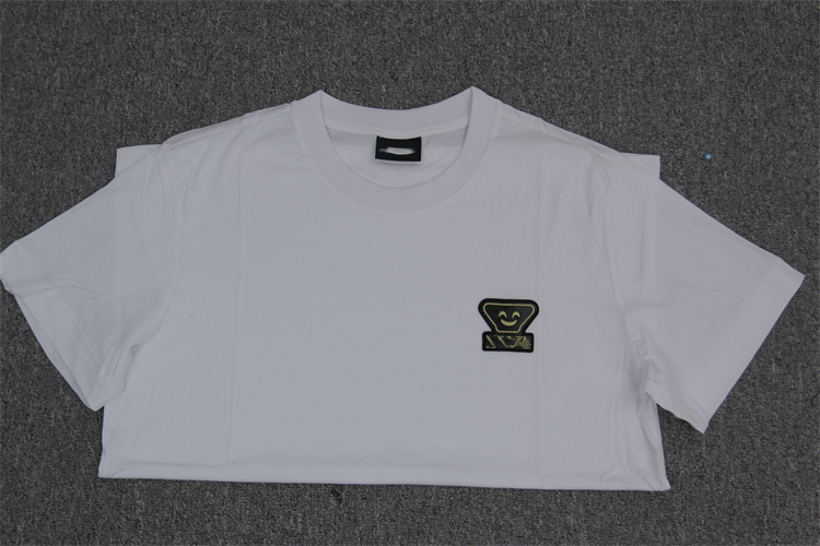 Snow White Leather Smiley Face【 Special Offer 】 $ 1600 high-end Italy EA , 21 years paragraph pure cotton Mercerization Thin male Crew neck Short sleeve T-shirt