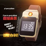 Защитная ветрозащитная креативная зажигалка с зарядкой, электронные металлические мужские часы