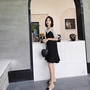 ◆ yang momo ◆ đầm voan Hàn Quốc phiên bản của thắt lưng cao khâu một chiếc váy từ trumpet tay áo giả hai mảnh xù váy mẫu váy chữ a đẹp 2020