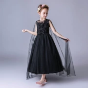 Cô gái khoe chân váy đen áo choàng trẻ em chủ nhà mẫu catwalk trang phục băng bó trang phục piano quý phái - Váy trẻ em