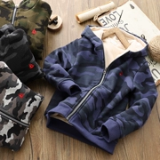 Áo khoác cotton cho bé trai ngụy trang áo khoác cotton 2018 mùa đông mới Áo khoác trẻ em lớn ấm áp cộng với nhung