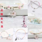 Mười Mile Đào Hoa Thực Vật Bất Khô Flower Bracelet Bracelet Braided Vòng Chân Bốn Lá Những Người Yêu Thích Ape Sinh Viên Món Quà Ngày Nữ