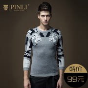 PINLI sản phẩm mùa thu mùa thu của nam giới phù hợp với vòng cổ áo thun đan áo len S163310095