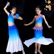 Trẻ em mới Trang phục khiêu vũ Đại cô gái trang phục múa con công Trang phục múa trẻ em quốc gia quần áo váy đuôi cá - Trang phục