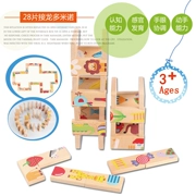 Giáo dục mầm non câu đố khối xây dựng bằng gỗ đồ chơi động vật solitaire domino cặp phù hợp với câu đố solitaire trò chơi