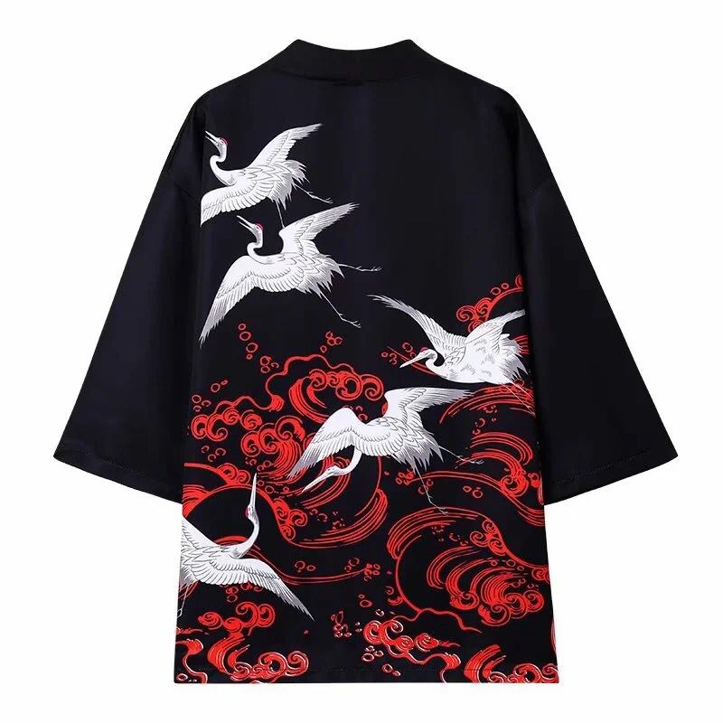 Sun CraneVery immortal Of jacket male Chinese style Taoist Robe National tide three quarter sleeve Sunscreen lovers Cardigan loose coat Ukiyo shirt