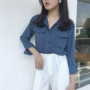 Áo sơ mi nữ phong cách nước ngoài thời trang thu đông 2018 mới Han Fan sinh viên port áo gió retro áo dài tay nữ áo sơ mi nữ dài tay cao cấp