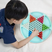 Trẻ em bằng gỗ đĩa boutique hexagon checkers hai trong một checkers board trò chơi người lớn cờ vua đồ chơi