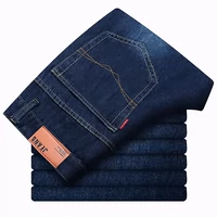 Mùa xuân cao eo nam jeans thanh niên thẳng trung niên người đàn ông hoang dã của quần dài kinh doanh bình thường kích thước lớn lỏng quần áo thu đông nam