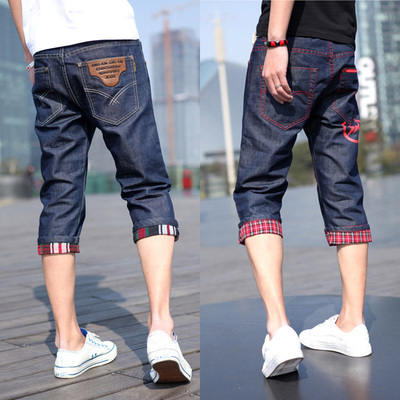 Hàn quốc phiên bản của cắt quần jeans nam mùa hè phần mỏng xu hướng chân thường trong quần stretch Slim 7 điểm quần short nam